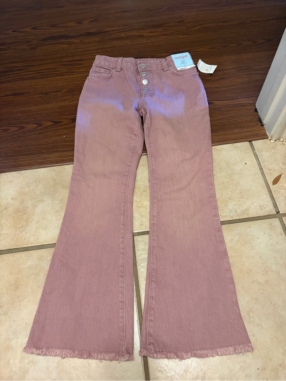 Girls' cat & Jack Pink Flared Jeans with Button Front